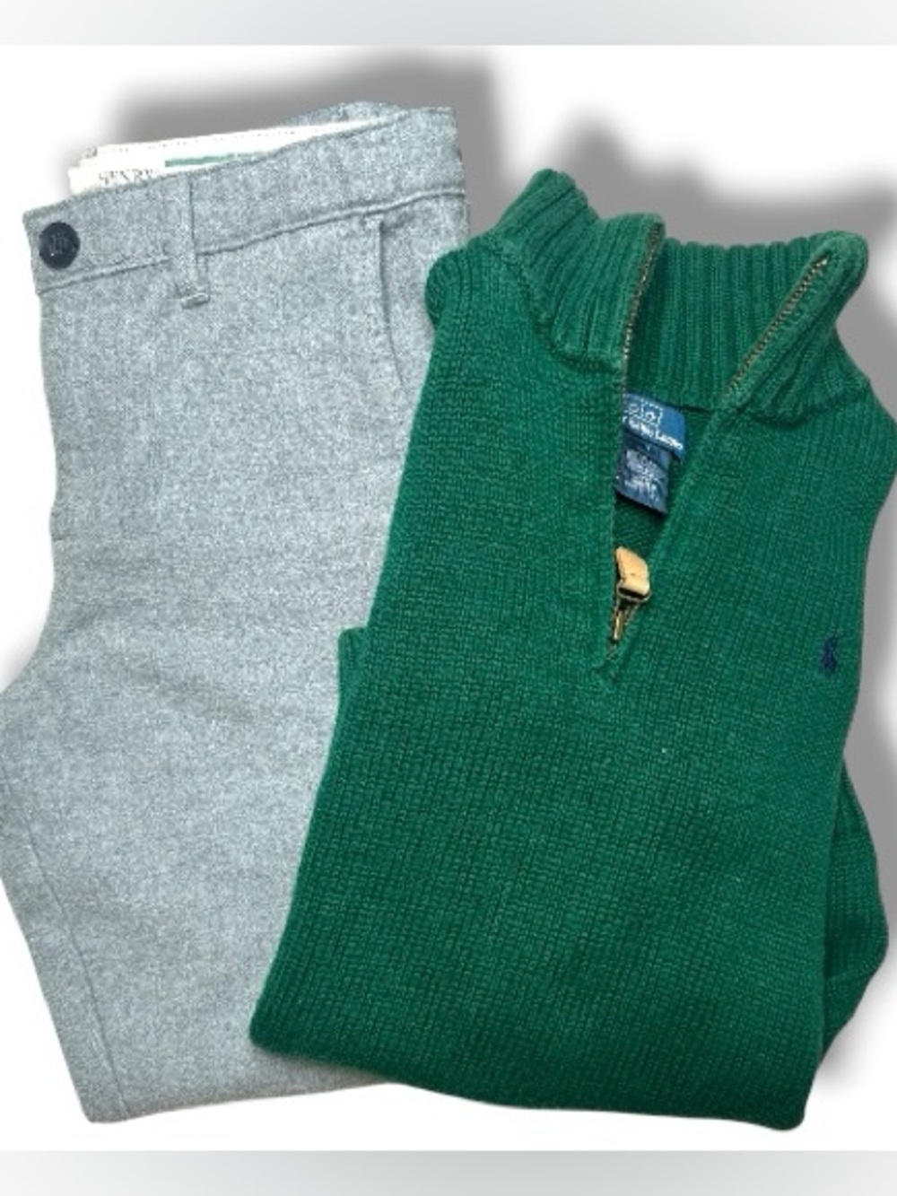 Boys Polo Ralph Lauren Sweater & Hope & Henry Gray Pants Bundle Size 7 Preppy
